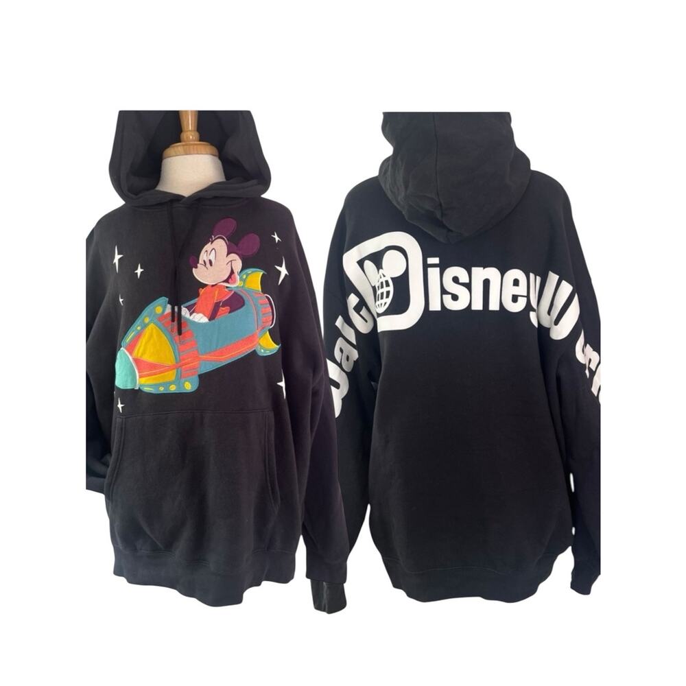 Walt Disney World Astro Orbiter Spirit Hoodie Mickey Mouse Rocket Size XL Black